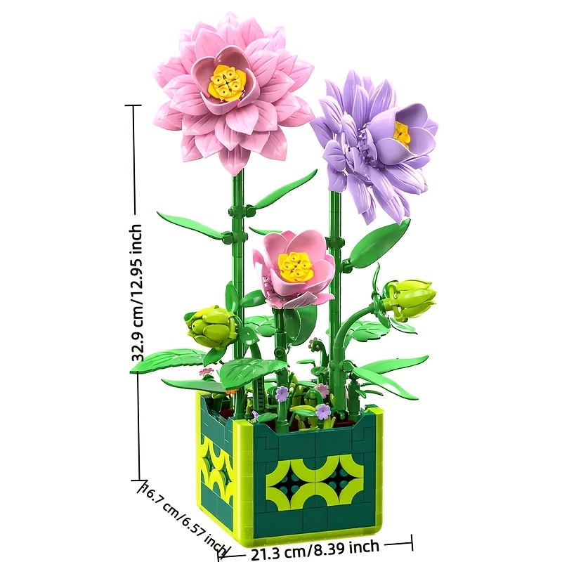 Creative Dahlia Potted Plant Building Block Set